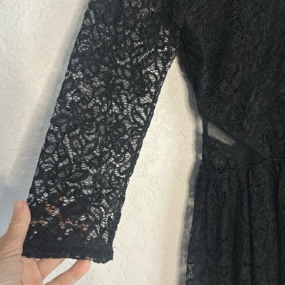 Abercrombie & Fitch Black Lace Mini Dress Mesh Witchy Fall Halloween Goth Y2K - Picture 5 of 8